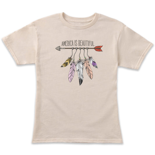 America Is Beautiful® Arrow and Feathers Womens Graphic T-shirt