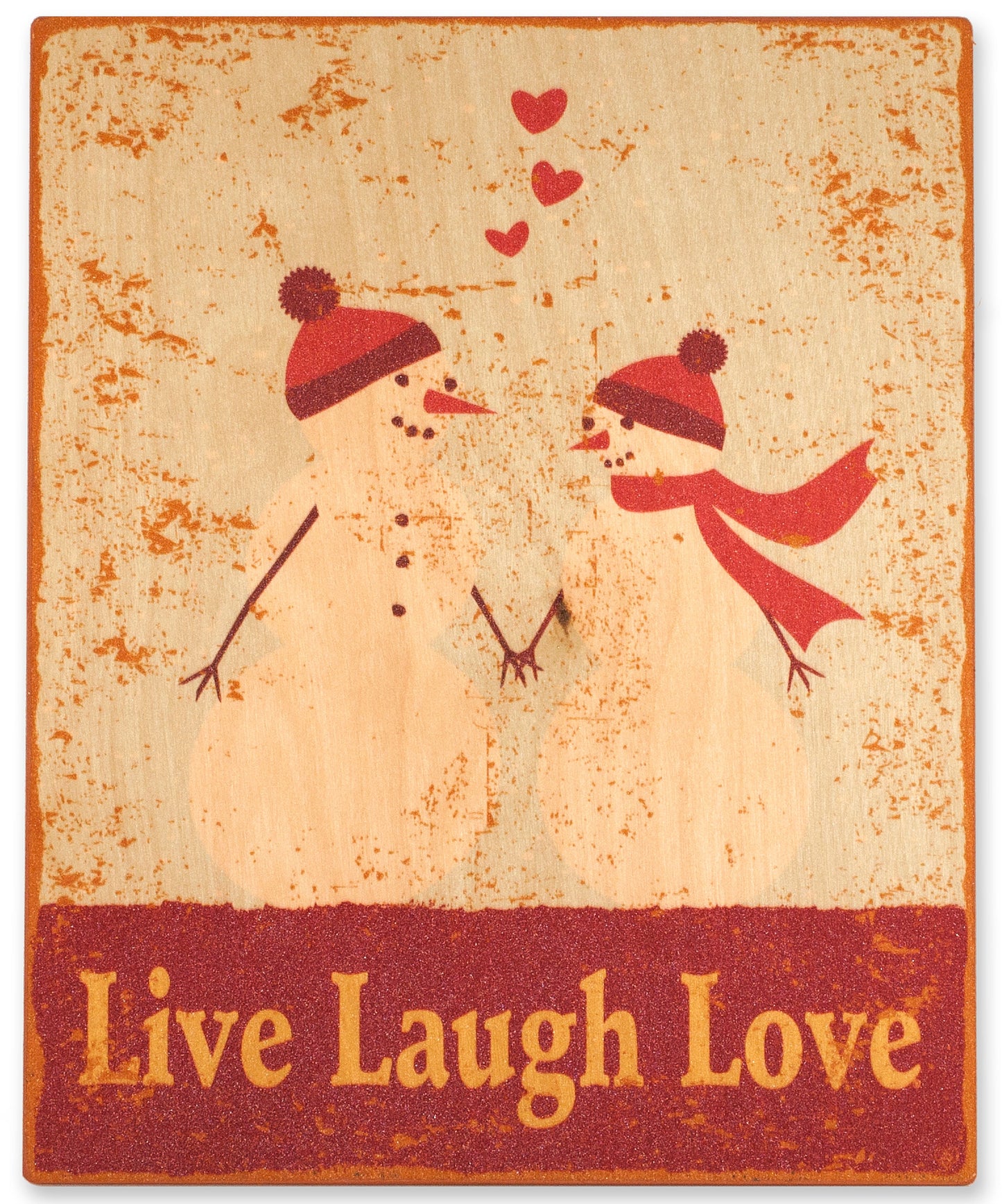 Mr. & Mrs. Snowman Christmas Vintage Wood Sign Plaque by Give Laugh Love®