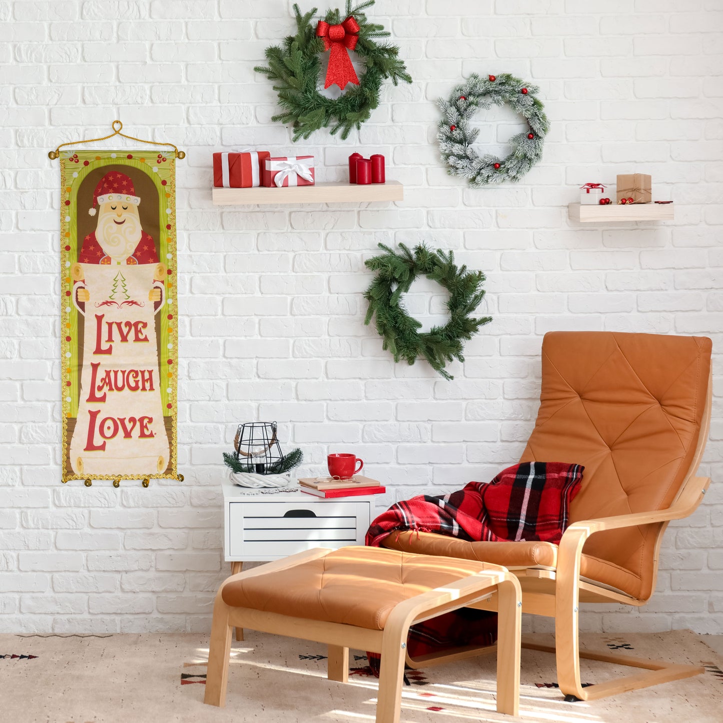 Live Laugh Love Santa’s Christmas Wish List for You Wall Door Tapestry
