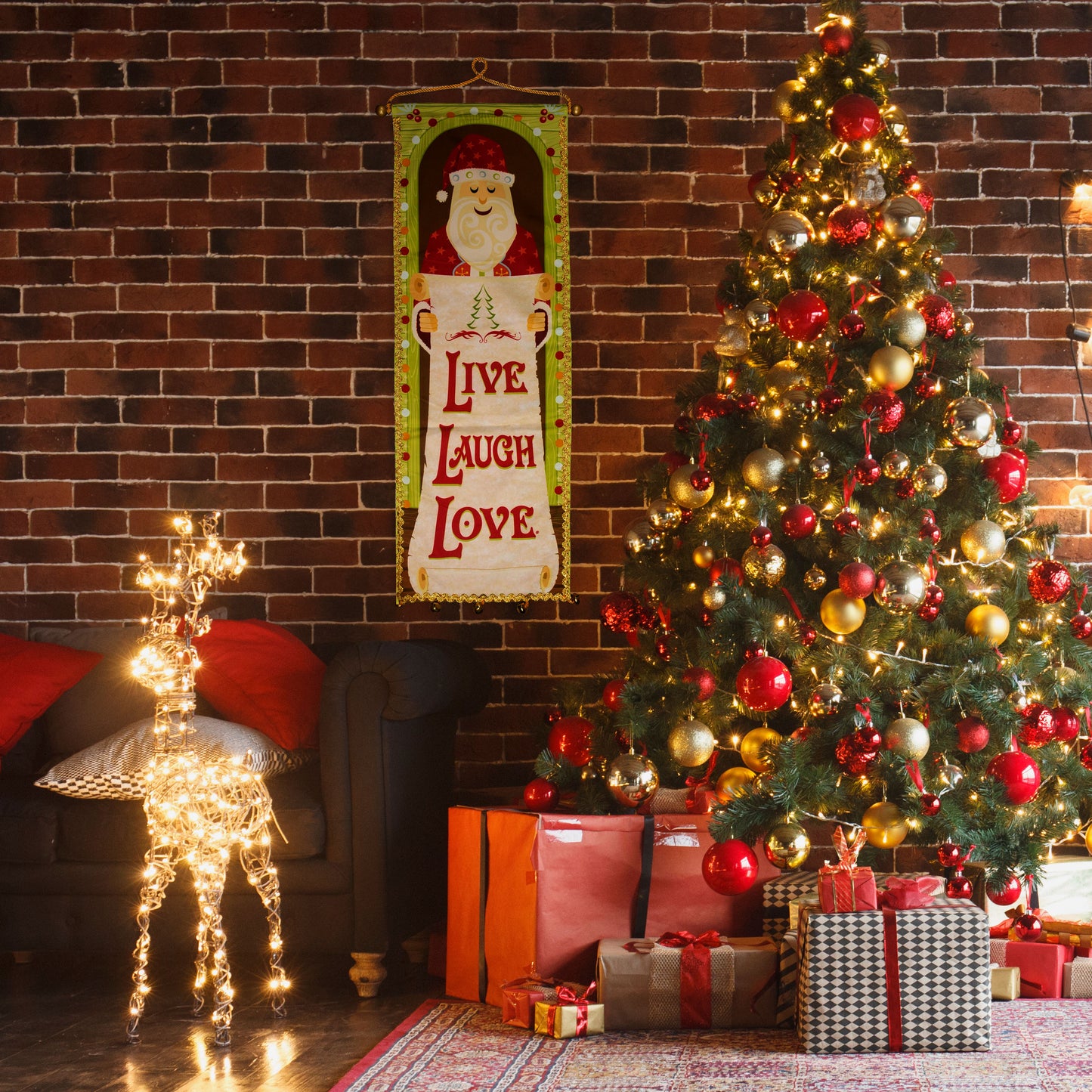 Live Laugh Love Santa’s Christmas Wish List for You Wall Door Tapestry