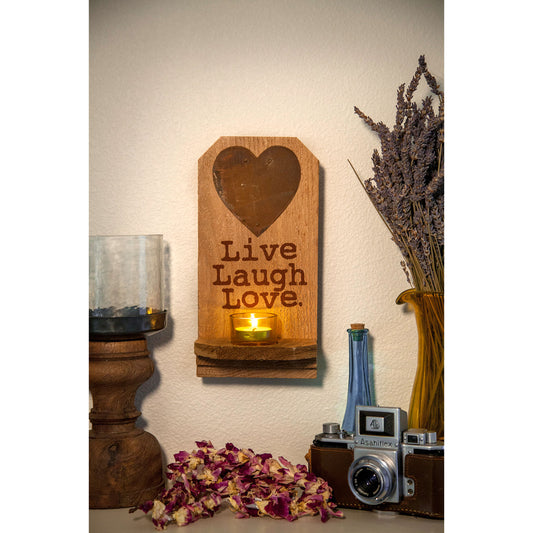 Rustic Heart Wall Candle Sconce of rustic cedar wood by Live Laugh Love®