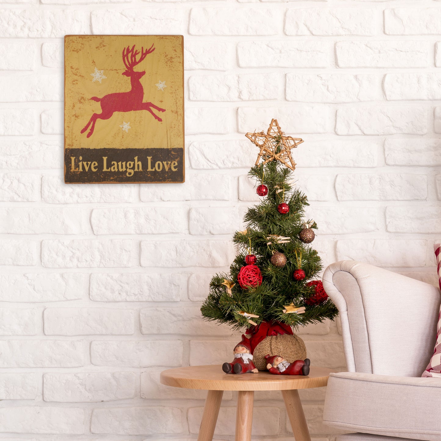 Christmas is Dashing - Reindeer Vintage Wood Sign Plaque by Live Laugh Love®