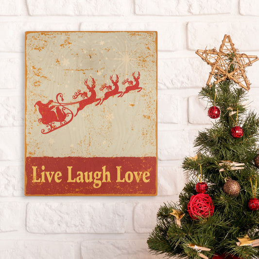 Magical Merriment, Santa’s Sleigh Vintage Wood Sign Plaque by Live Laugh Love®