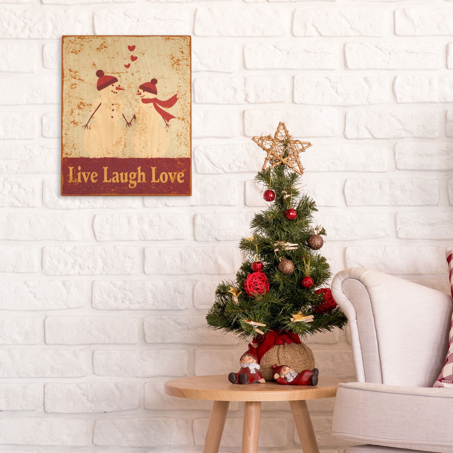 Mr. & Mrs. Snowman Christmas Vintage Wood Sign Plaque by Live Laugh Love®