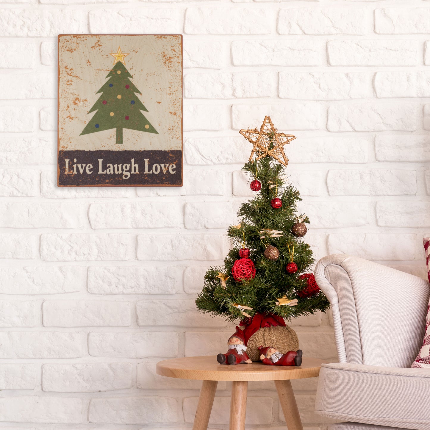 Star Topped Christmas Tree Wall Plaque Vintage Wood Sign Plaque by Live Laugh Love®