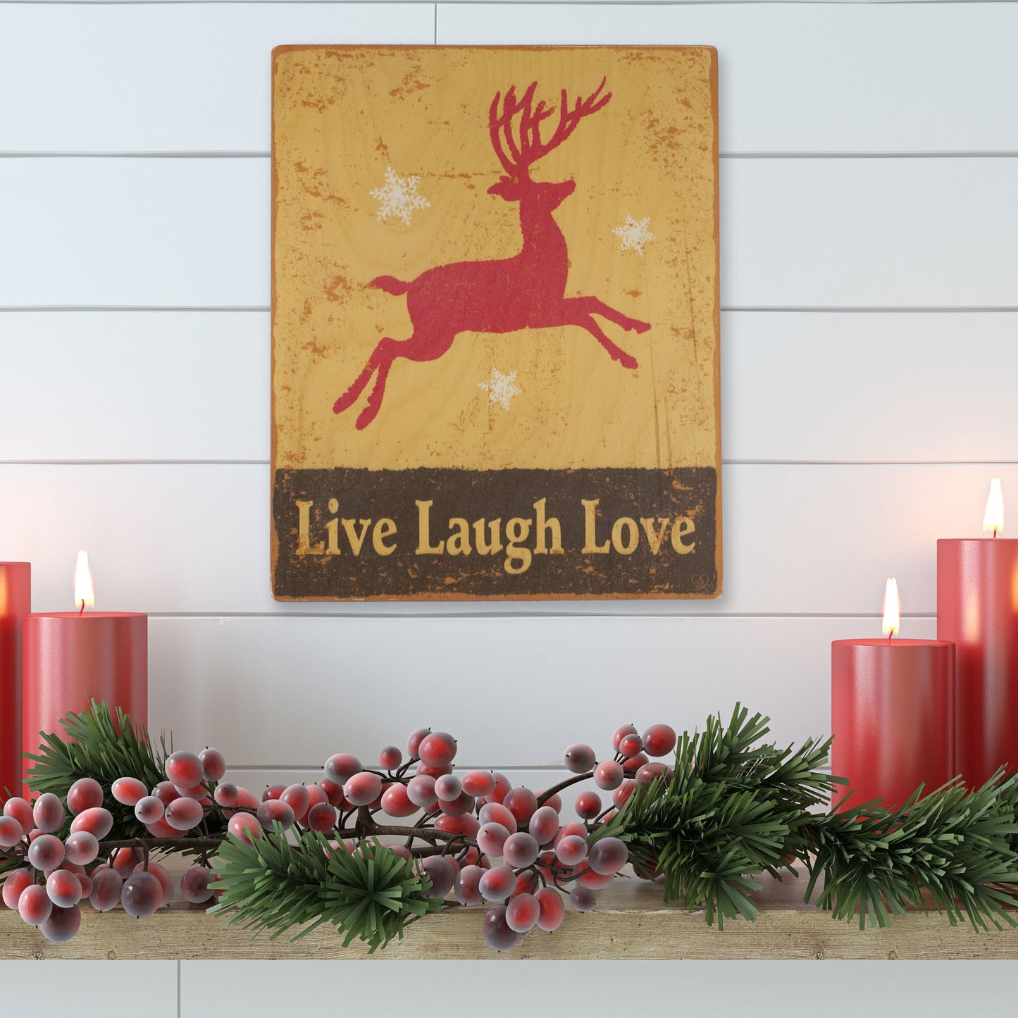 Christmas is Dashing - Reindeer Vintage Wood Sign Plaque by Live Laugh Love®