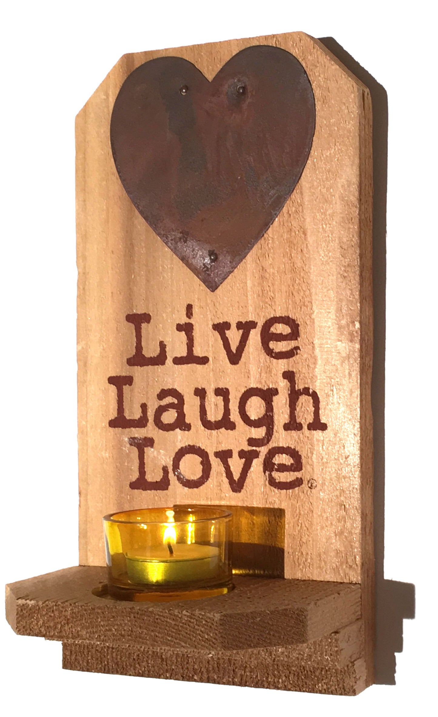 Rustic Heart Wall Candle Sconce of rustic cedar wood by Live Laugh Love®
