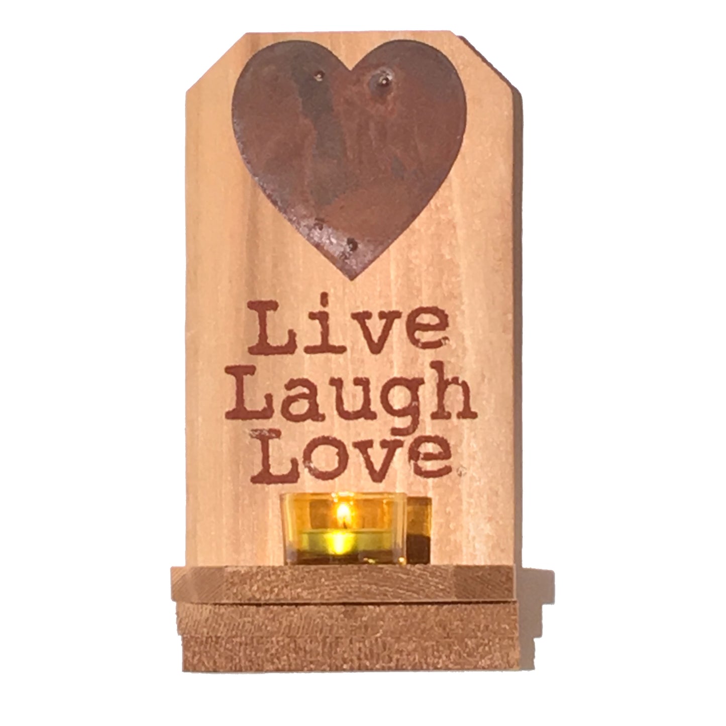 Rustic Heart Wall Candle Sconce of rustic cedar wood by Live Laugh Love®