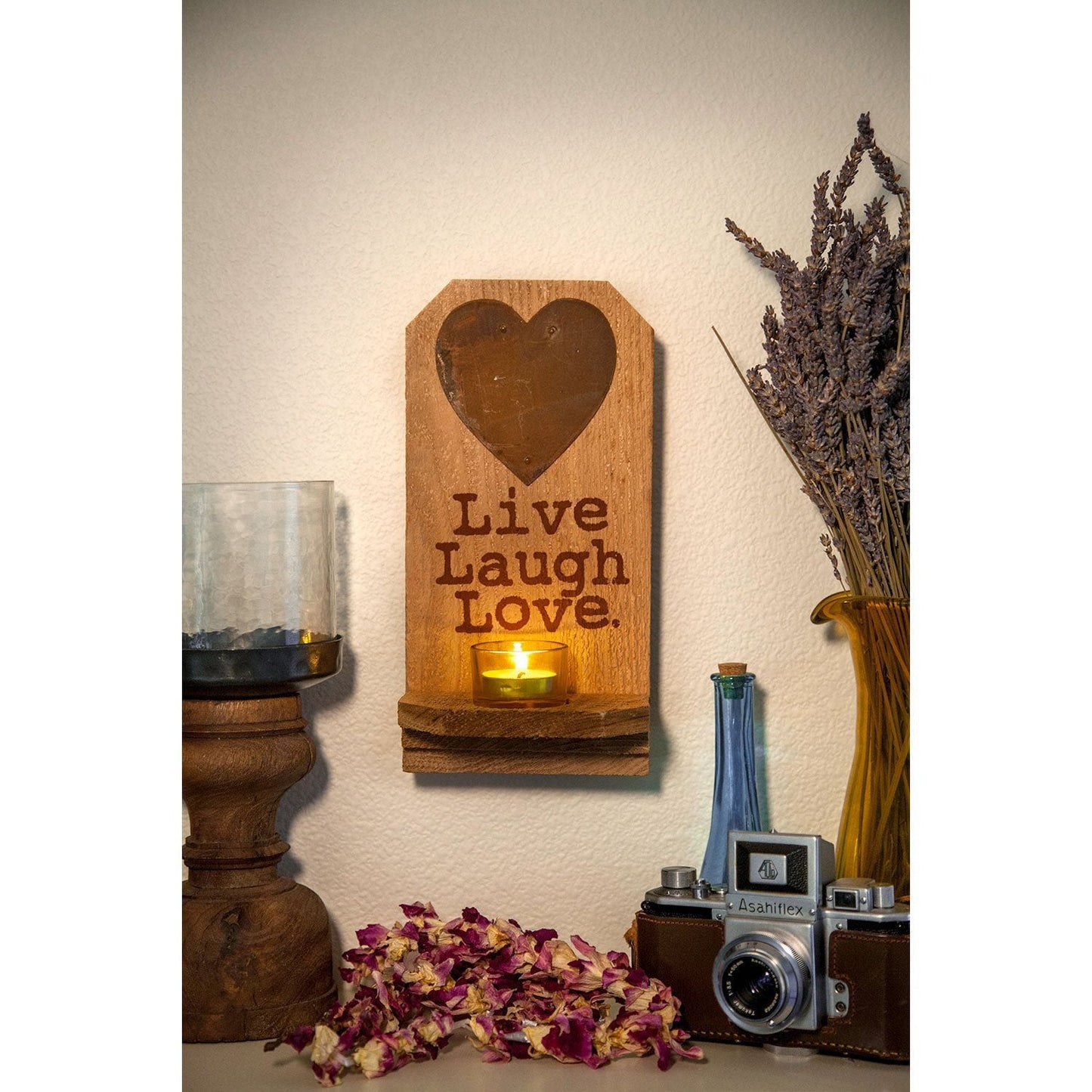 Live Laugh Love® Rusty Heart Wall Sconce