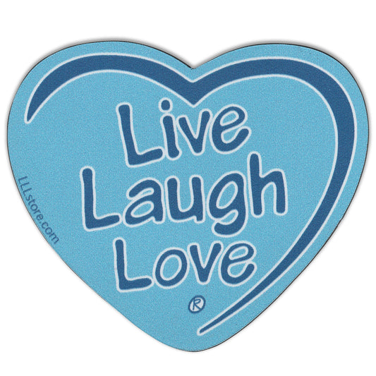 Live Laugh Love® Decorative Heart Shape Message Magnet - Blue on blue