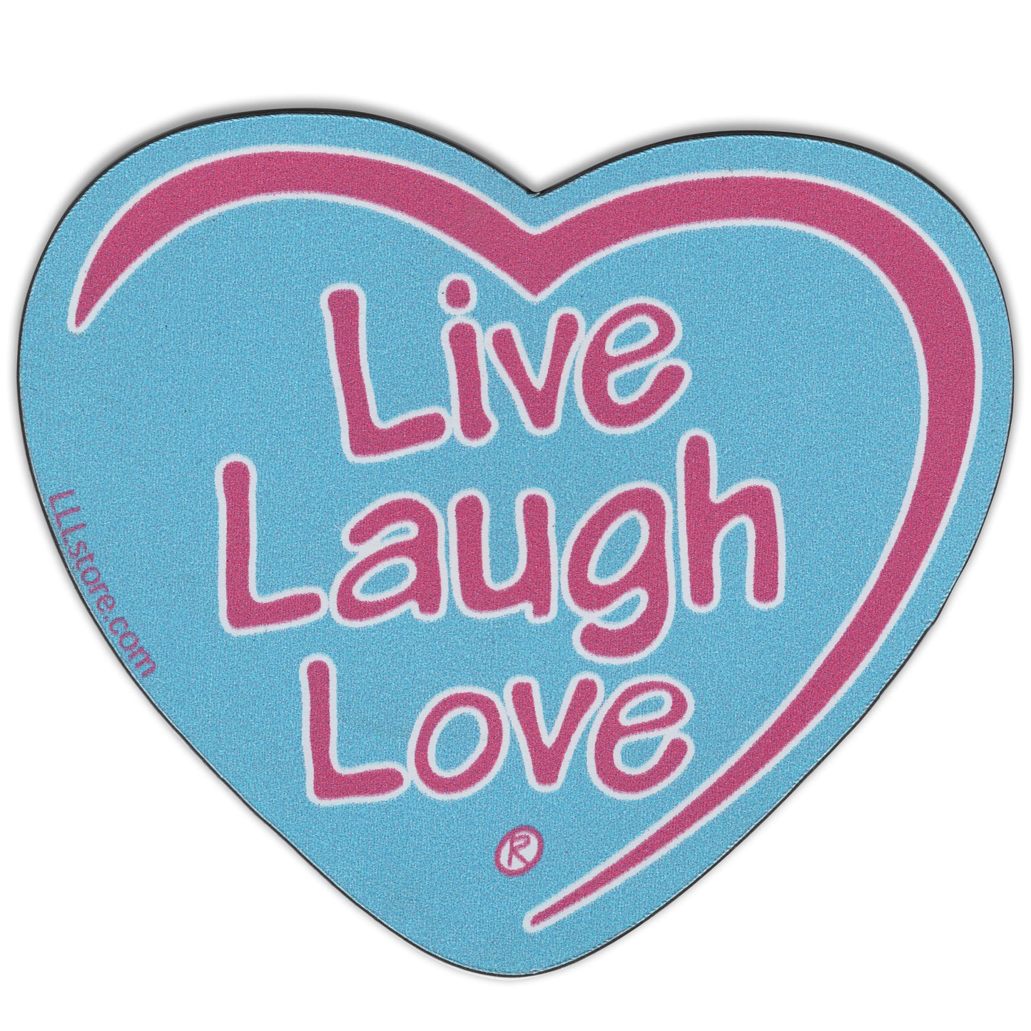 Live Laugh Love® Decorative Heart Shape Message Magnet - Pink on blue