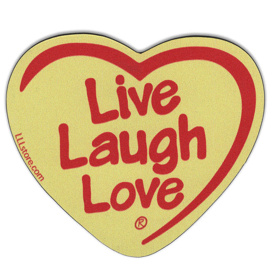 Live Laugh Love® Decorative Heart Shape Message Magnet - Red on Yellow