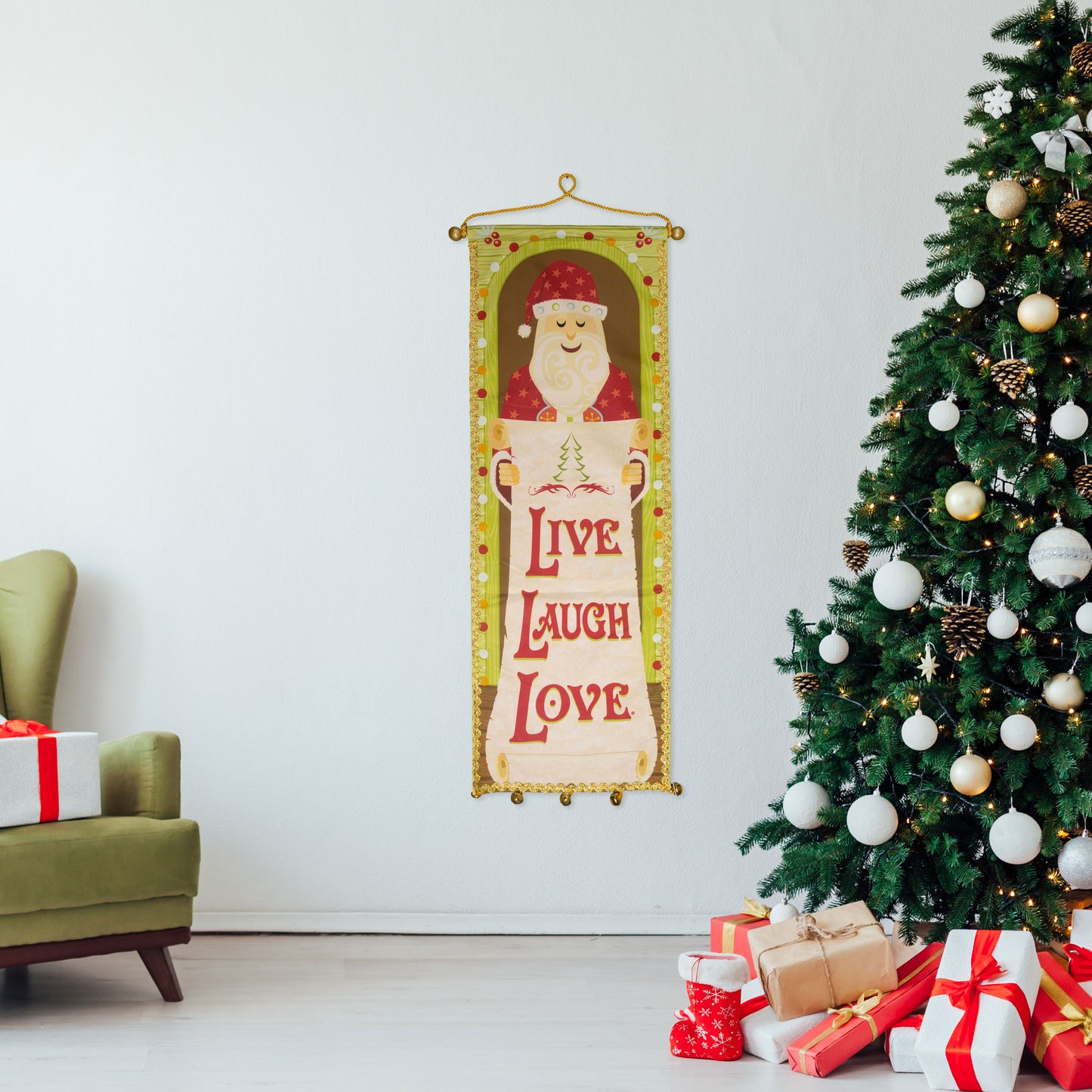 Live Laugh Love Santa’s Christmas Wish List for You Wall Door Tapestry