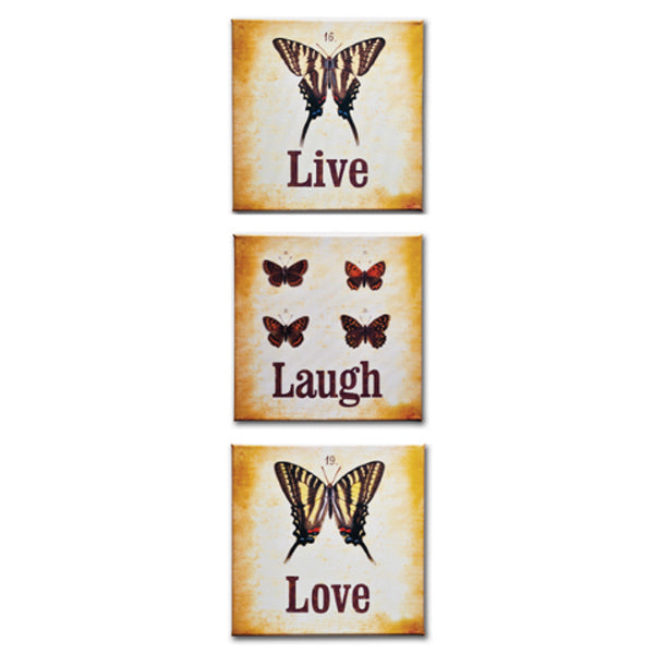 Butterfly Bliss Canvas Art Set of Three by Live Well, Laugh Often, Love Much®