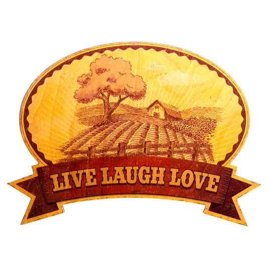Countryside scene handmade oval wood wall placard  by Live Laugh Love®