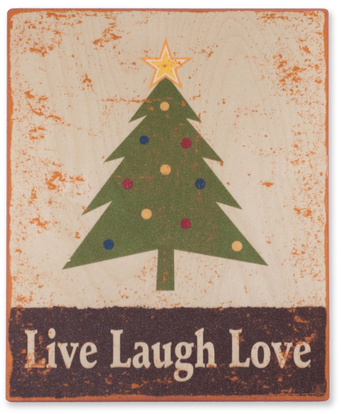 Star Topped Christmas Tree Wall Plaque Vintage Wood Sign Plaque by Live Laugh Love®