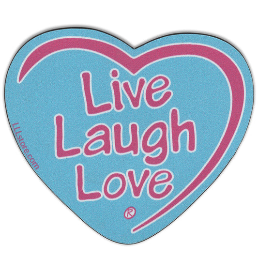 Live Laugh Love® Decorative Heart Shape Message Magnet -  Pink on blue