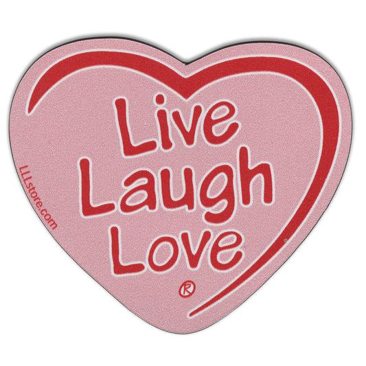 Live Laugh Love® Decorative Heart Shape Message Magnet - Red on Pink
