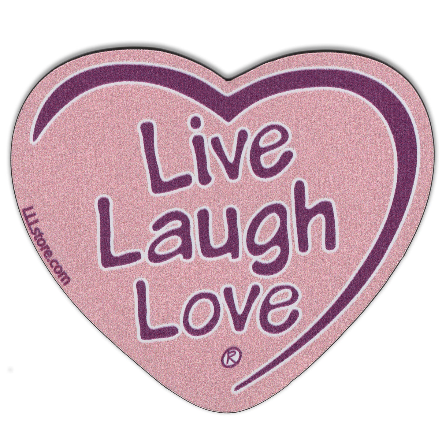 Live Laugh Love® Decorative Heart Shape Message Magnet - Purple on pink