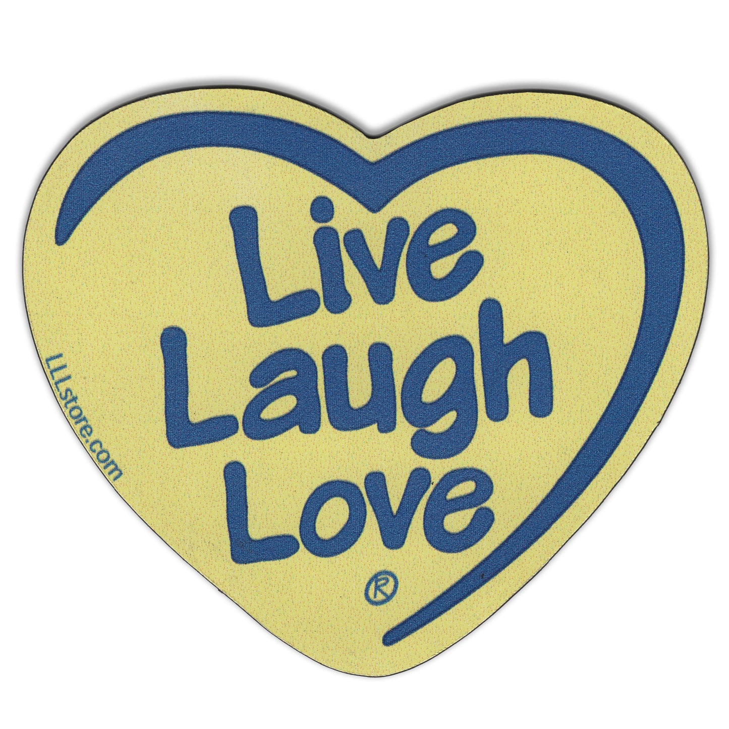 Live Laugh Love® Decorative Heart Shape Message Magnet - Blue on Yellow