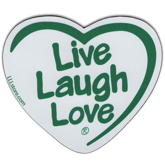 Live Laugh Love® Decorative Heart Shape Message Magnet - Green on White