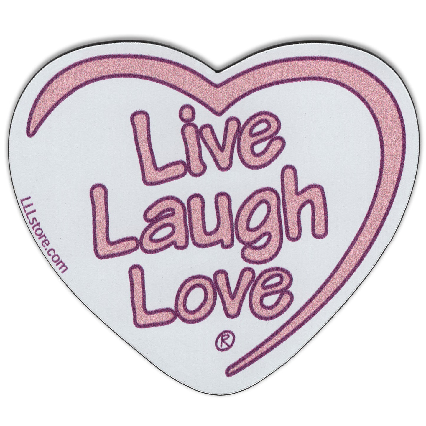 Live Laugh Love® Decorative Heart Shape Message Magnet - Pink on White